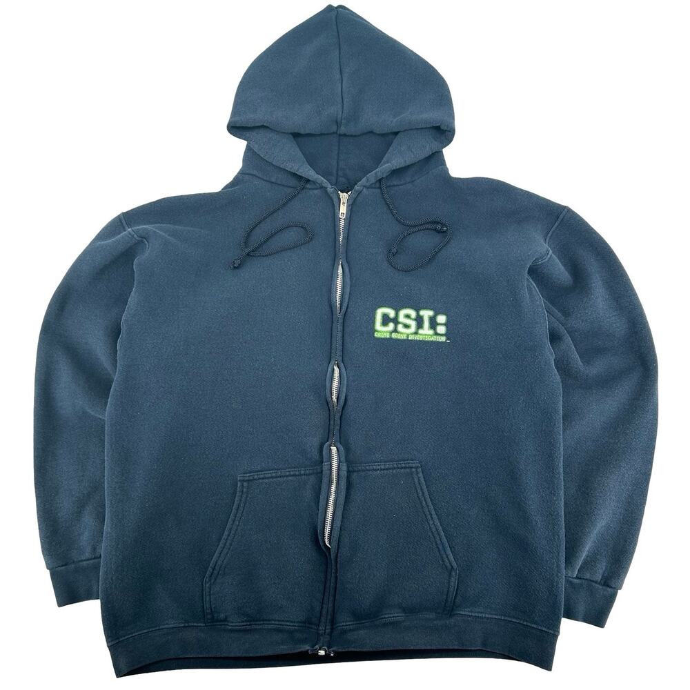 VTG y2k Men's CSI Crime Scene Investigation TV Show Promo Zip Hoodie Navy sz M